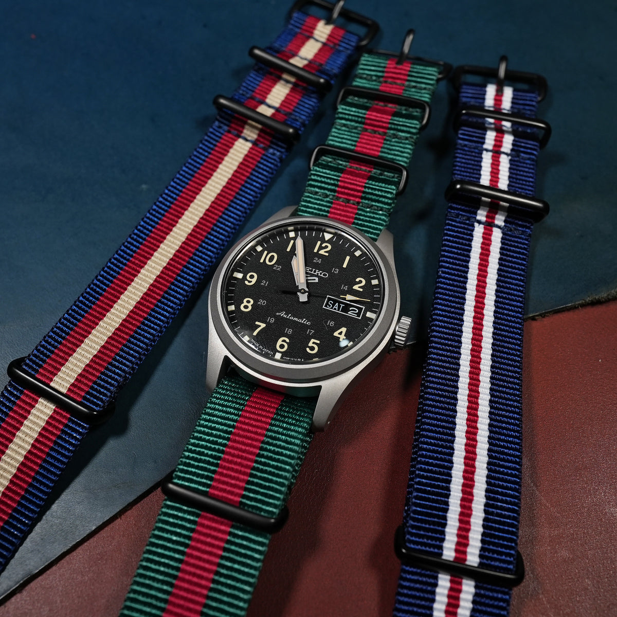 Premium Nato Strap in Green Red - Nomad Watch Works MY