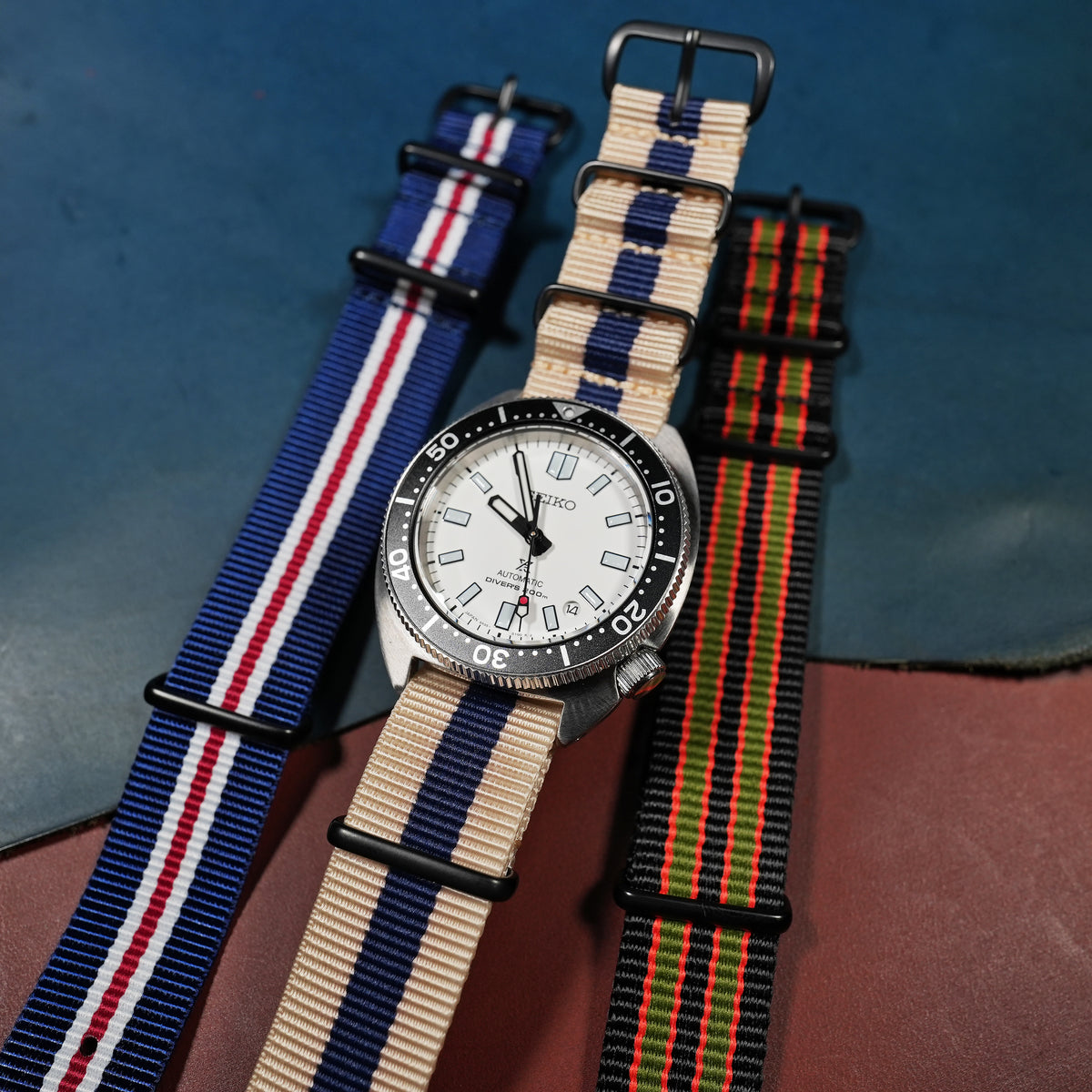 Premium Nato Strap in Biege Navy - Nomad Watch Works MY