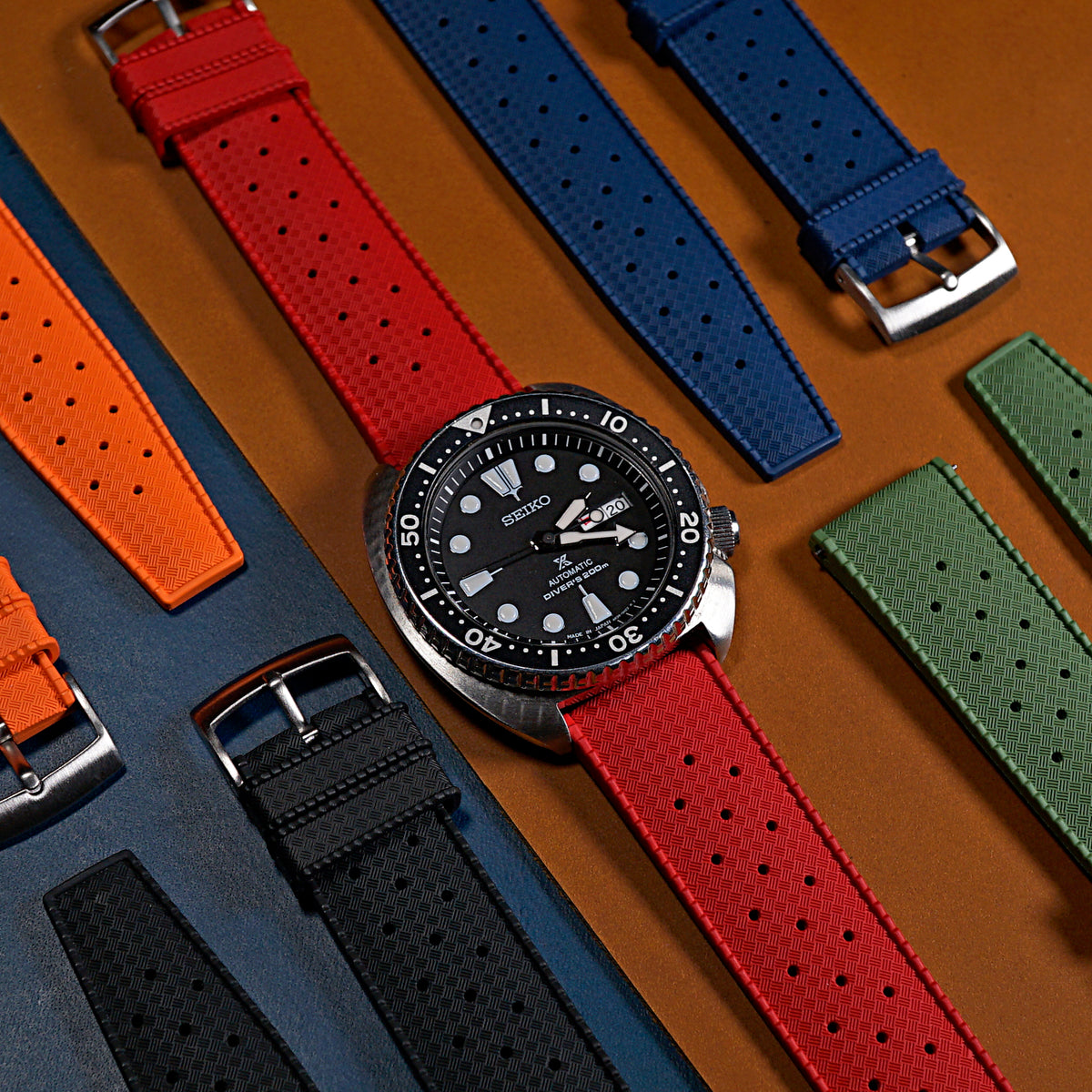 Tropic FKM Rubber Strap in Red (20mm) - Nomad Watch Works MY