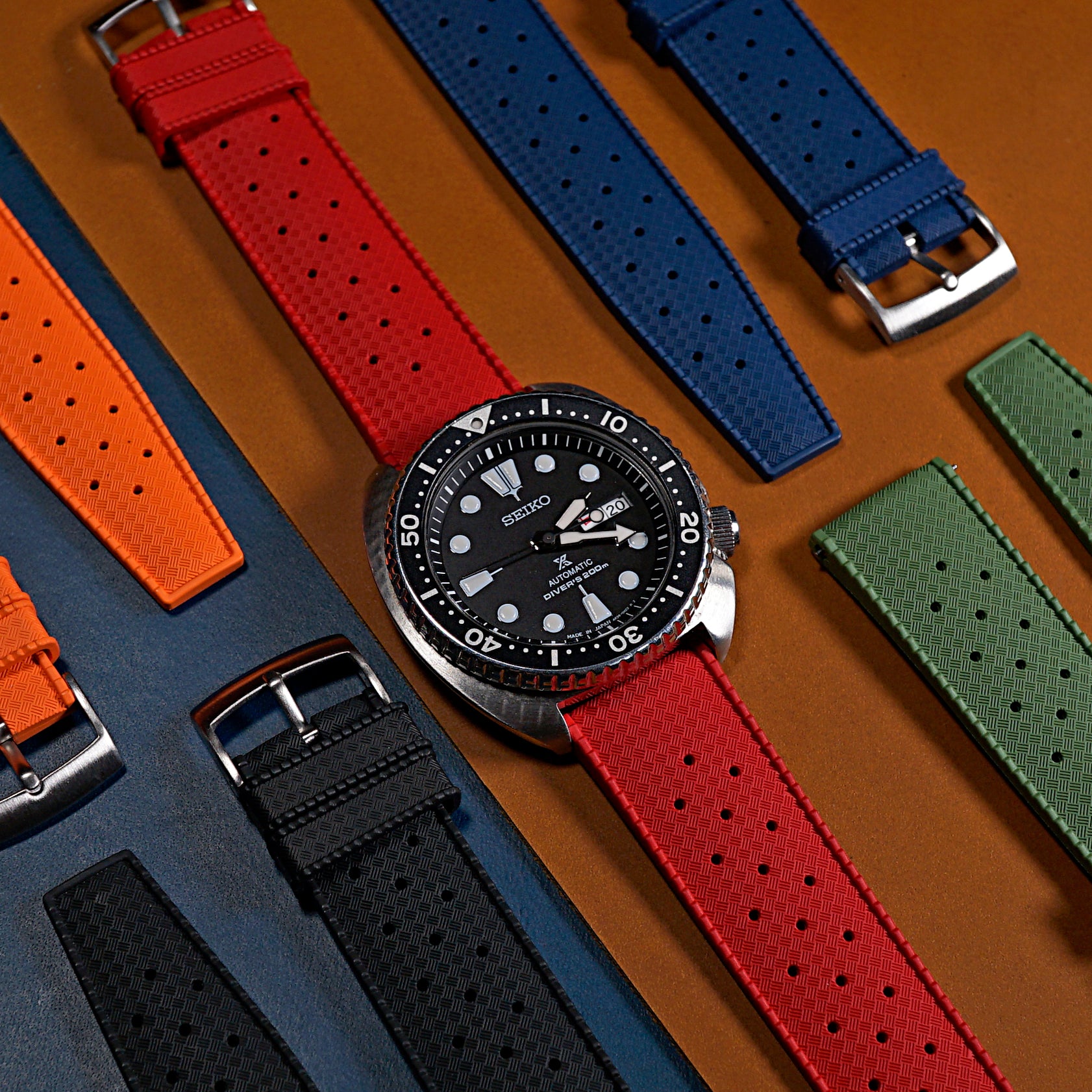 Tropic FKM Rubber Strap in Red (20mm) - Nomad Watch Works MY