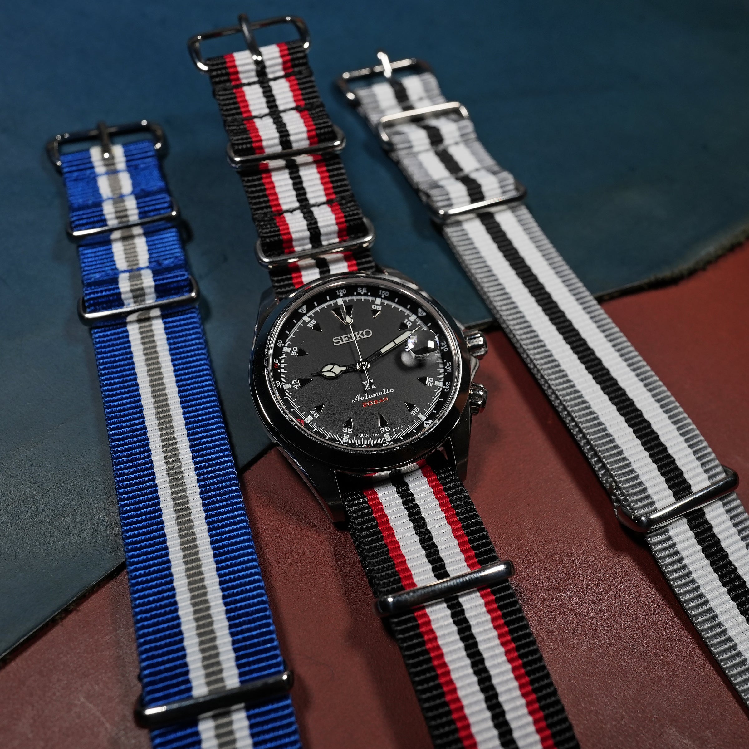 Premium Nato Strap in Black Red White - Nomad Watch Works MY