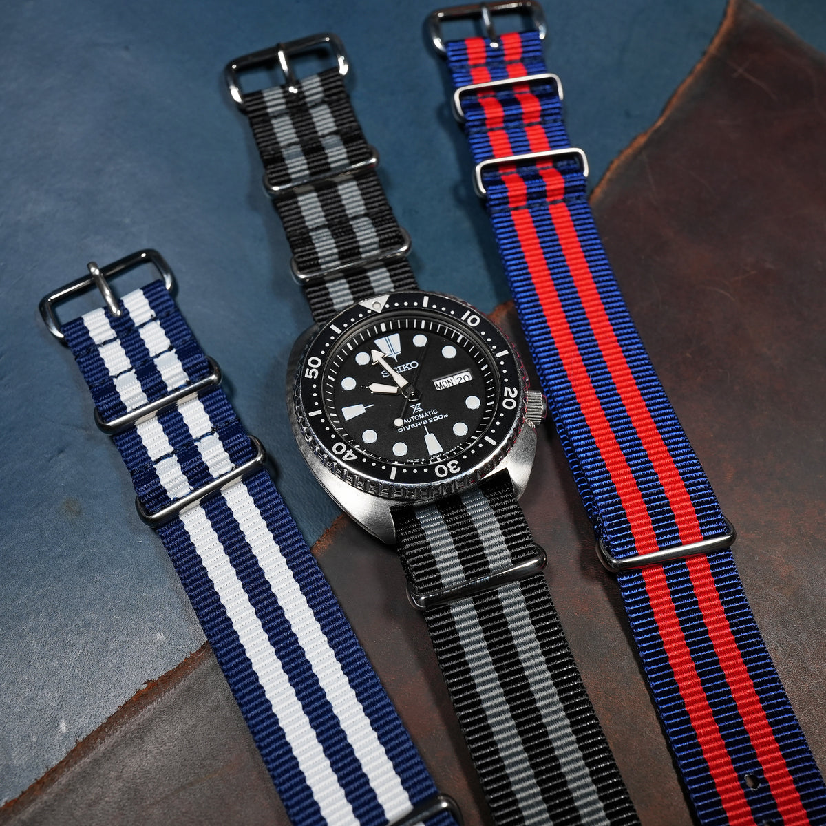Premium Nato Strap in Black Grey (James Bond) - Nomad Watch Works MY