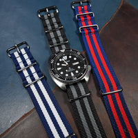 Premium Nato Strap in Black Grey (James Bond) - Nomad Watch Works MY