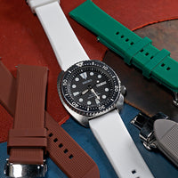 Silicone Rubber Strap w/ Butterfly Clasp in White (18mm) - Nomad Watch Works MY