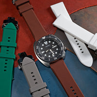 Silicone Rubber Strap w/ Butterfly Clasp in Brown (18mm) - Nomad Watch Works MY