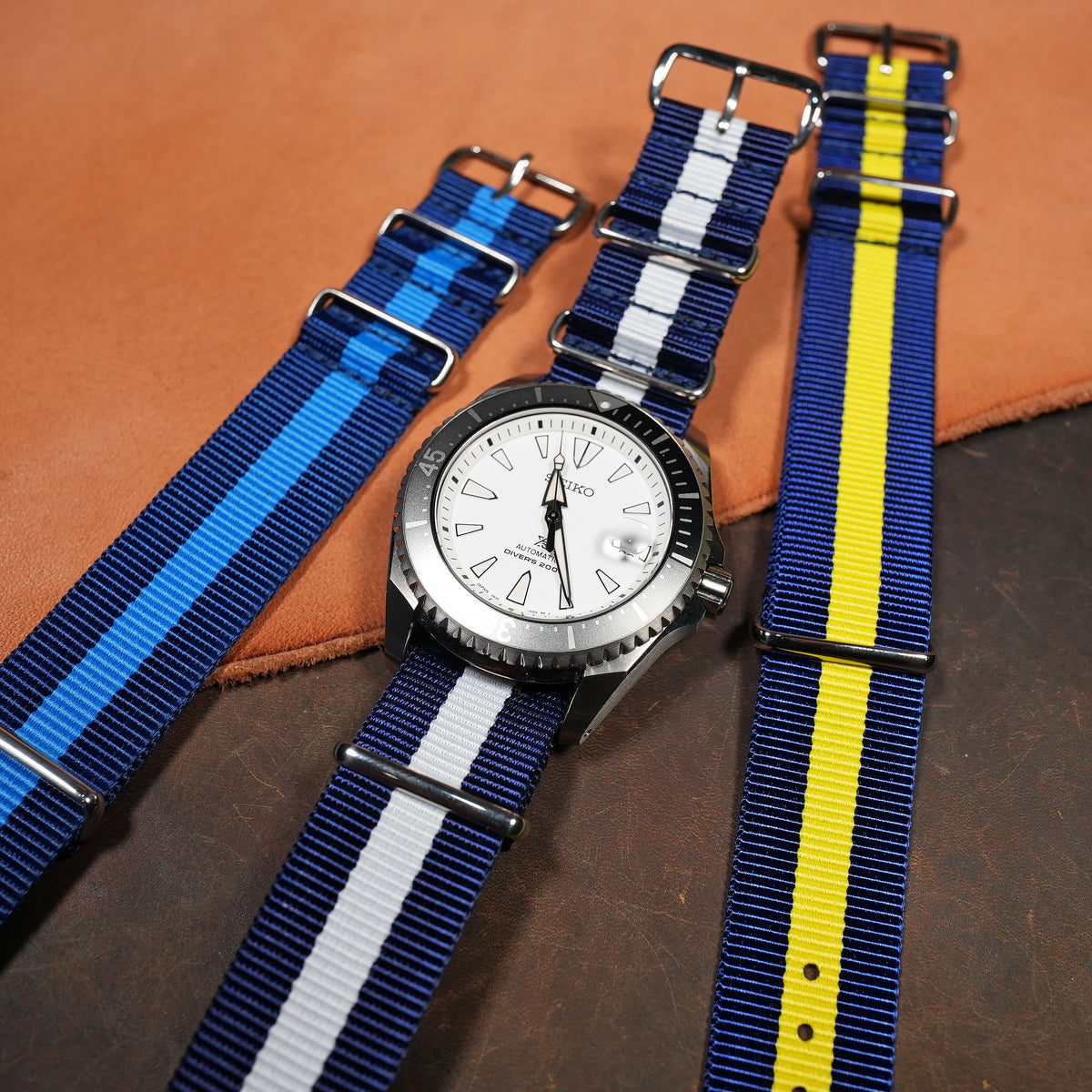 Premium Nato Strap in Navy White - Nomad Watch Works MY