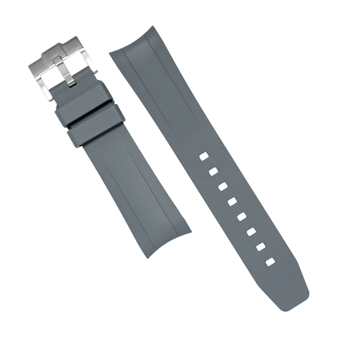 Curved End FKM Rubber Strap for Tudor Black Bay 58 in Grey (20mm) - Nomad Watch Works MY