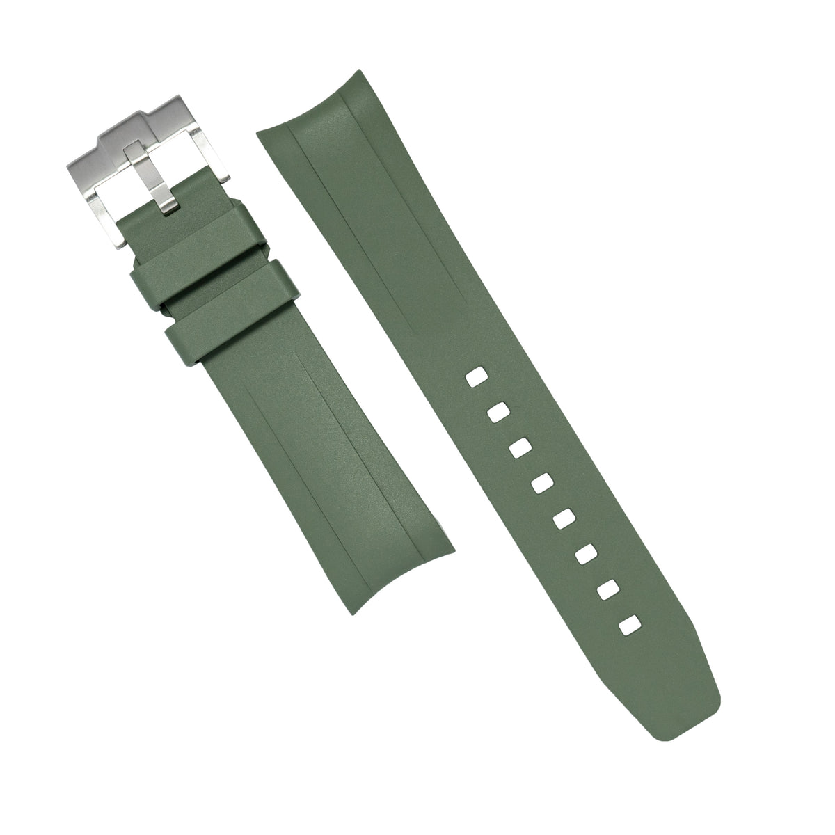 Curved End FKM Rubber Strap for Tudor Black Bay 58 in Olive (20mm) - Nomad Watch Works MY