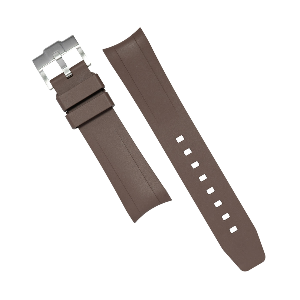 Curved End FKM Rubber Strap for Tudor Black Bay 58 in Brown (20mm) - Nomad Watch Works MY