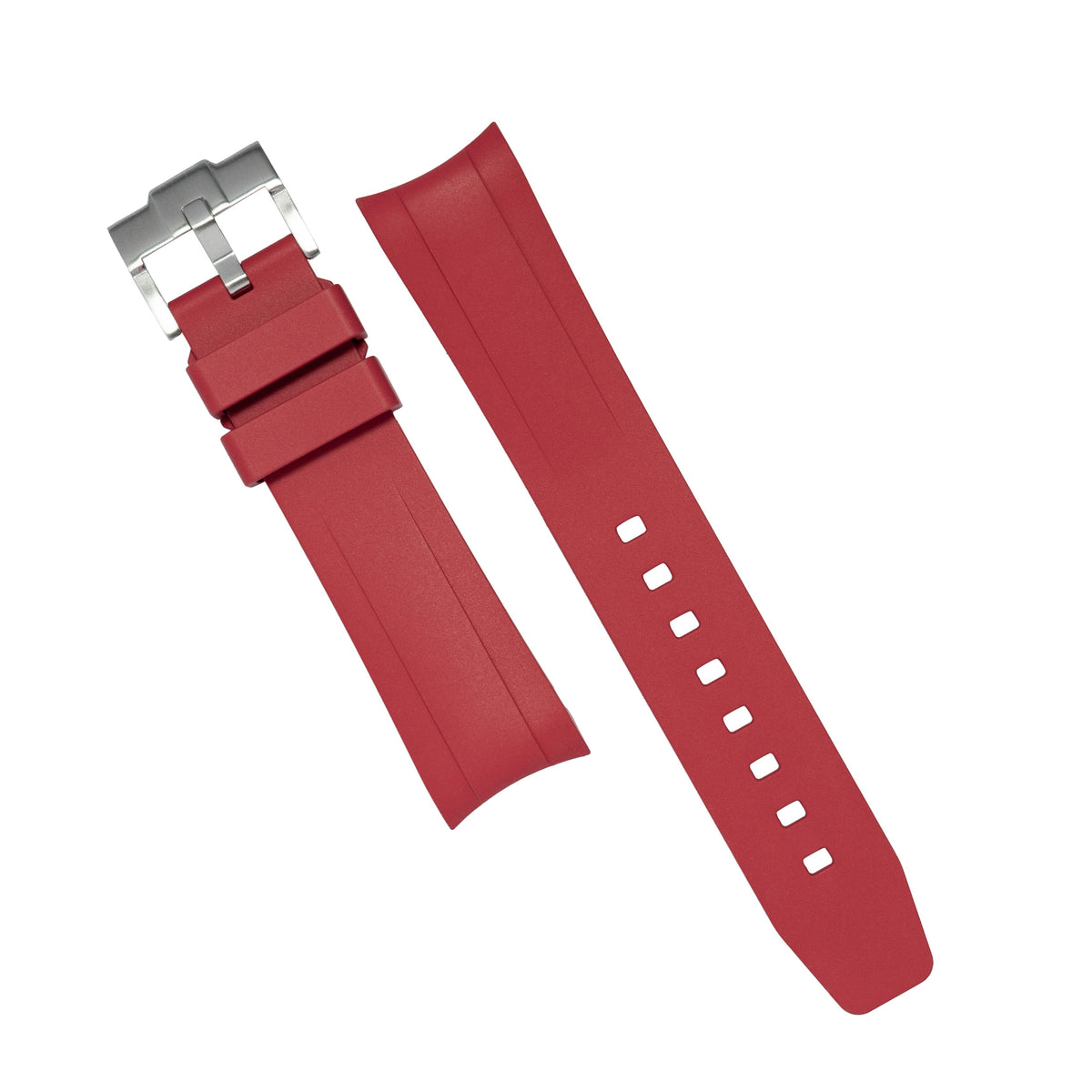 Curved End FKM Rubber Strap for Tudor Black Bay 58 in Red (20mm) - Nomad Watch Works MY