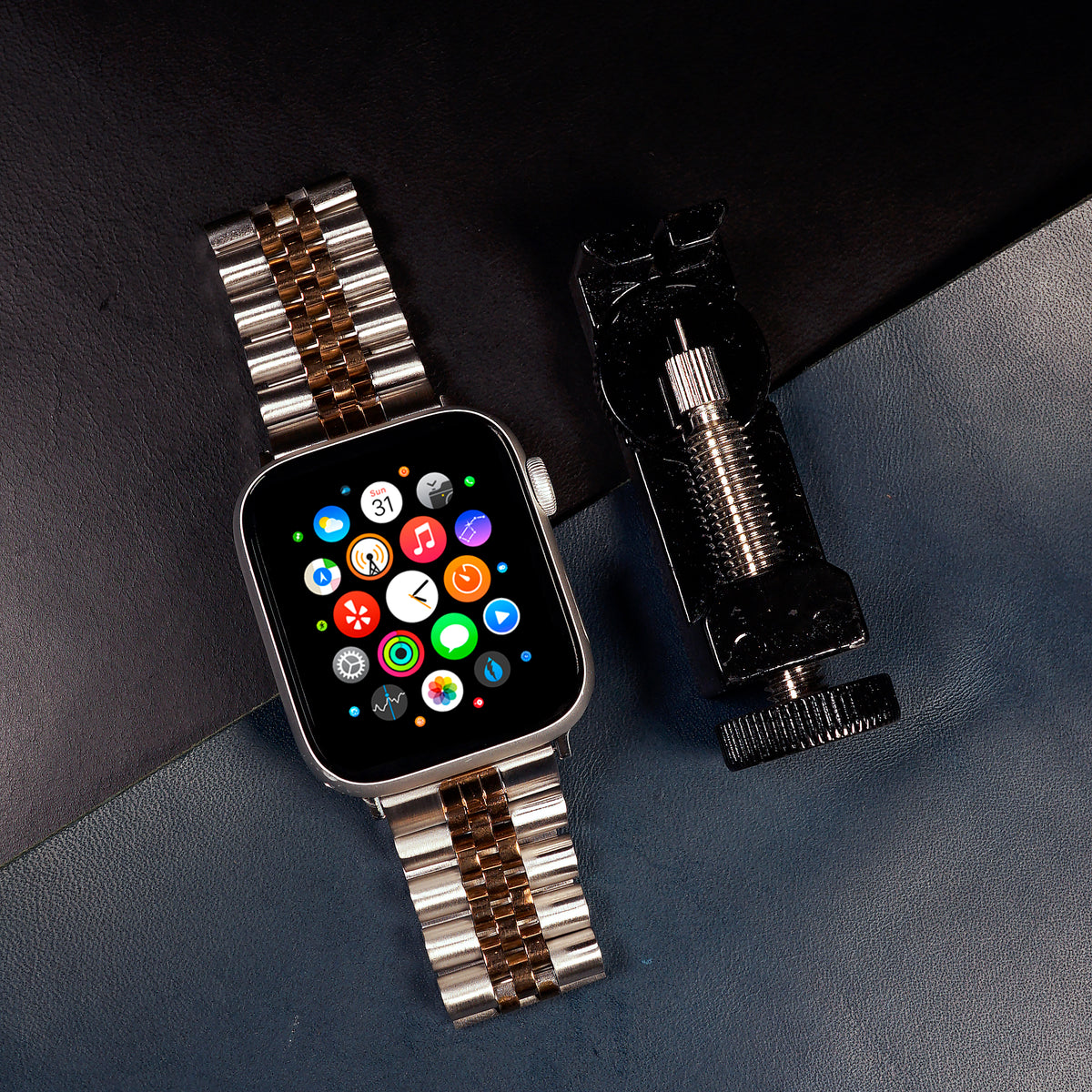 Jubilee Metal Strap in Silver and Rose Gold (Apple Watch) - Nomad Watch Works MY