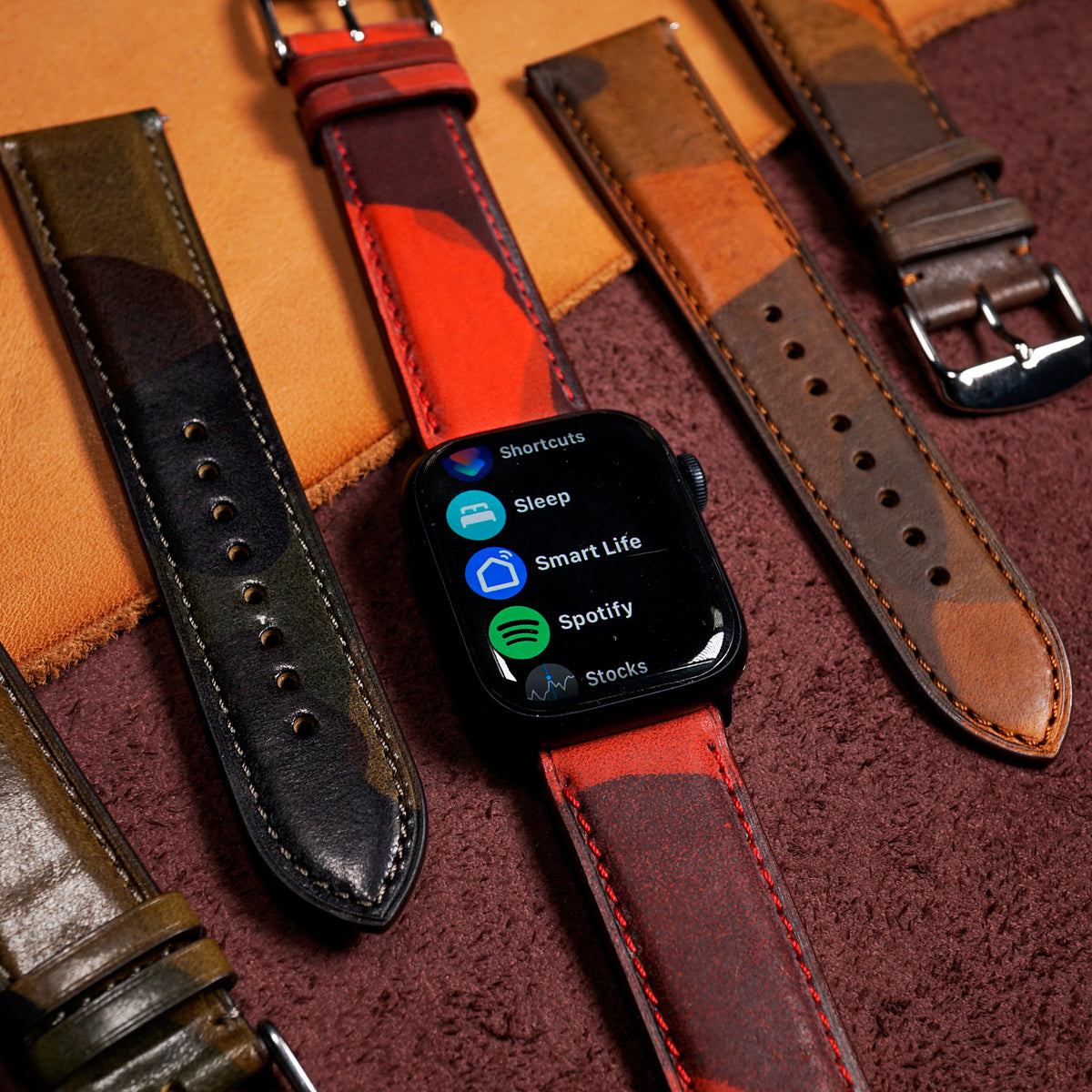 Emery Classic LPA Camo Leather Strap in Red Camo (38, 40, 41mm) - Nomad Watch Works MY