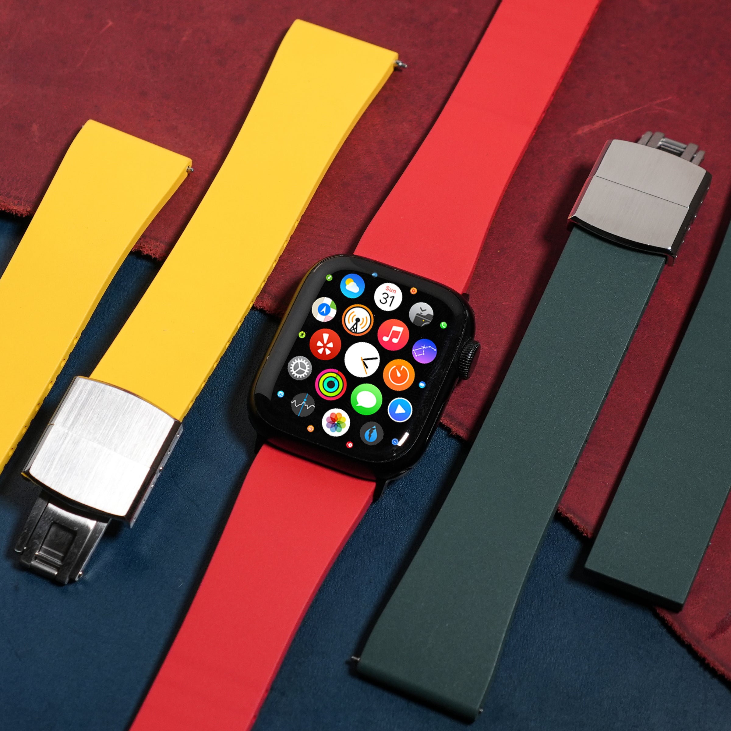 CTS Classic FKM Rubber Strap in Red (Apple Watch) - Nomad Watch Works MY
