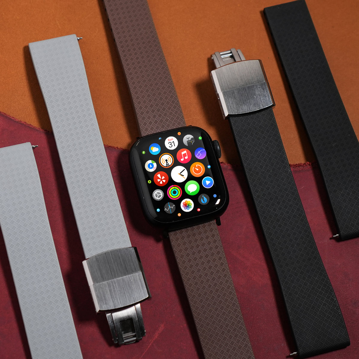 CTS Tropic FKM Rubber Strap in Brown (Apple Watch) - Nomad Watch Works MY