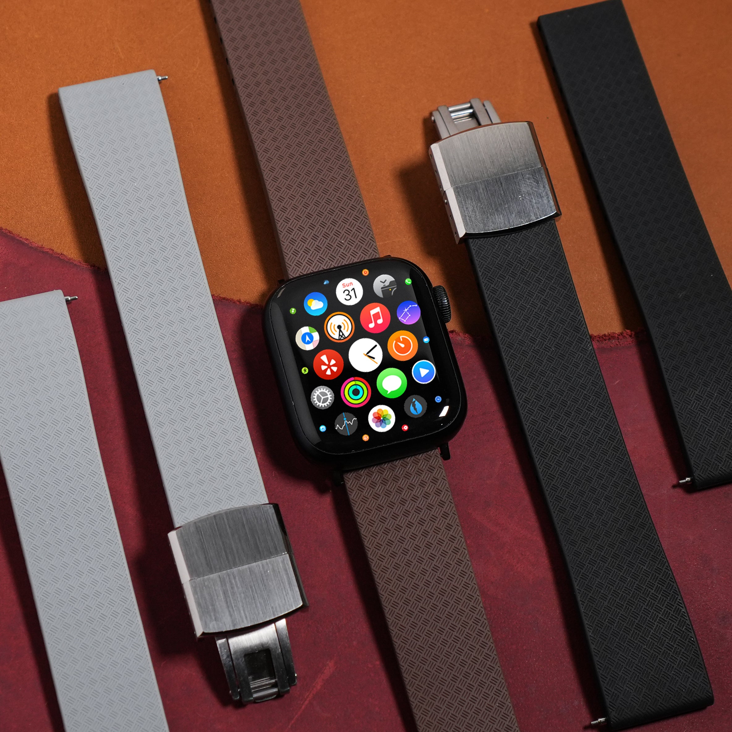 CTS Tropic FKM Rubber Strap in Brown (Apple Watch) - Nomad Watch Works MY