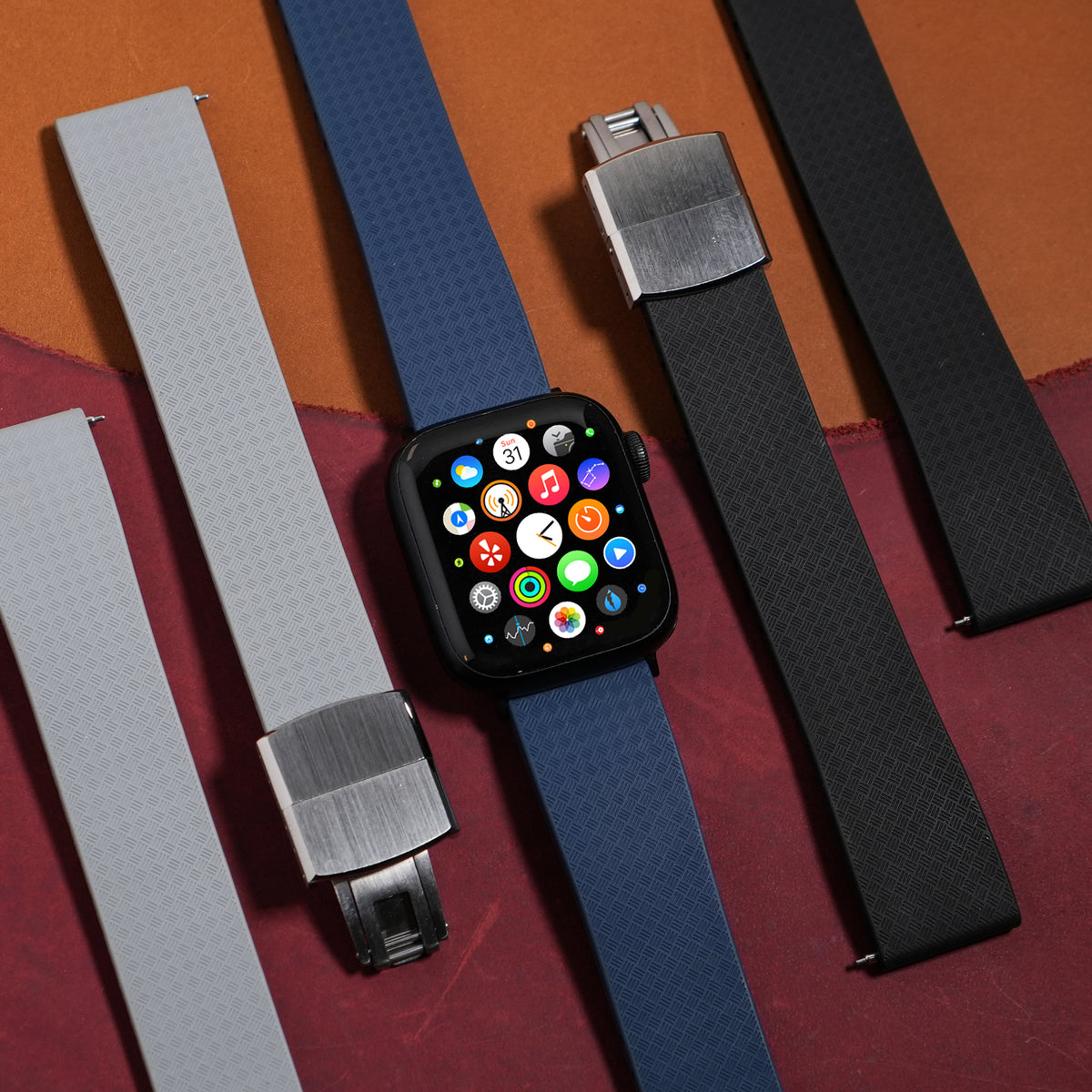 CTS Tropic FKM Rubber Strap in Navy (Apple Watch) - Nomad Watch Works MY