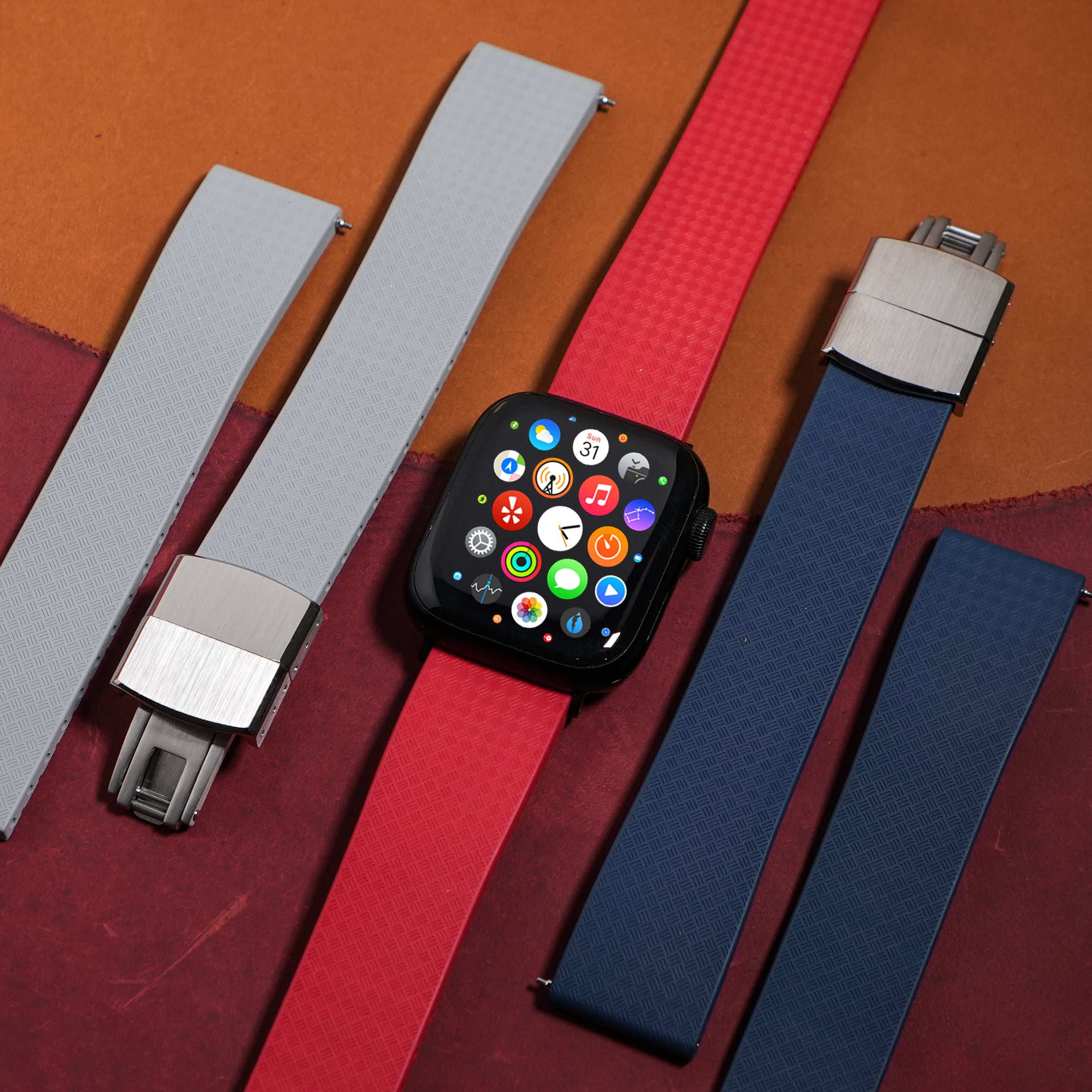 CTS Tropic FKM Rubber Strap in Red (Apple Watch) - Nomad Watch Works MY