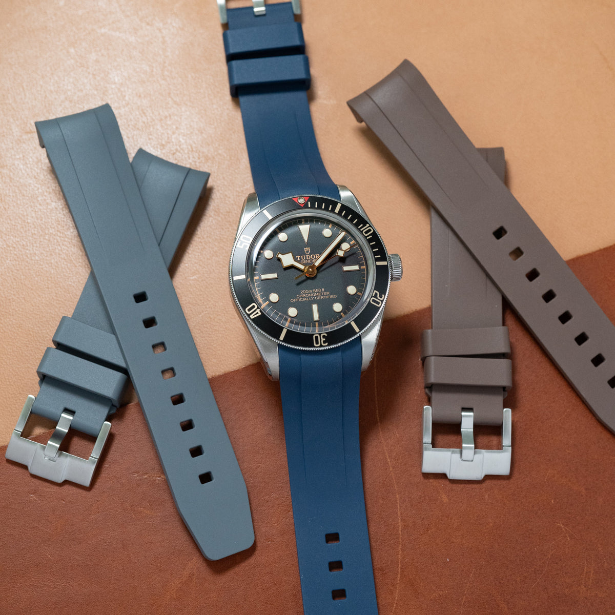 Curved End FKM Rubber Strap for Tudor Black Bay 58 in Navy (20mm) - Nomad Watch Works MY