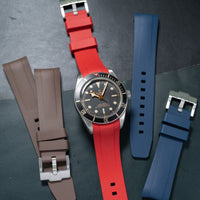 Curved End FKM Rubber Strap for Tudor Black Bay 58 in Red (20mm) - Nomad Watch Works MY