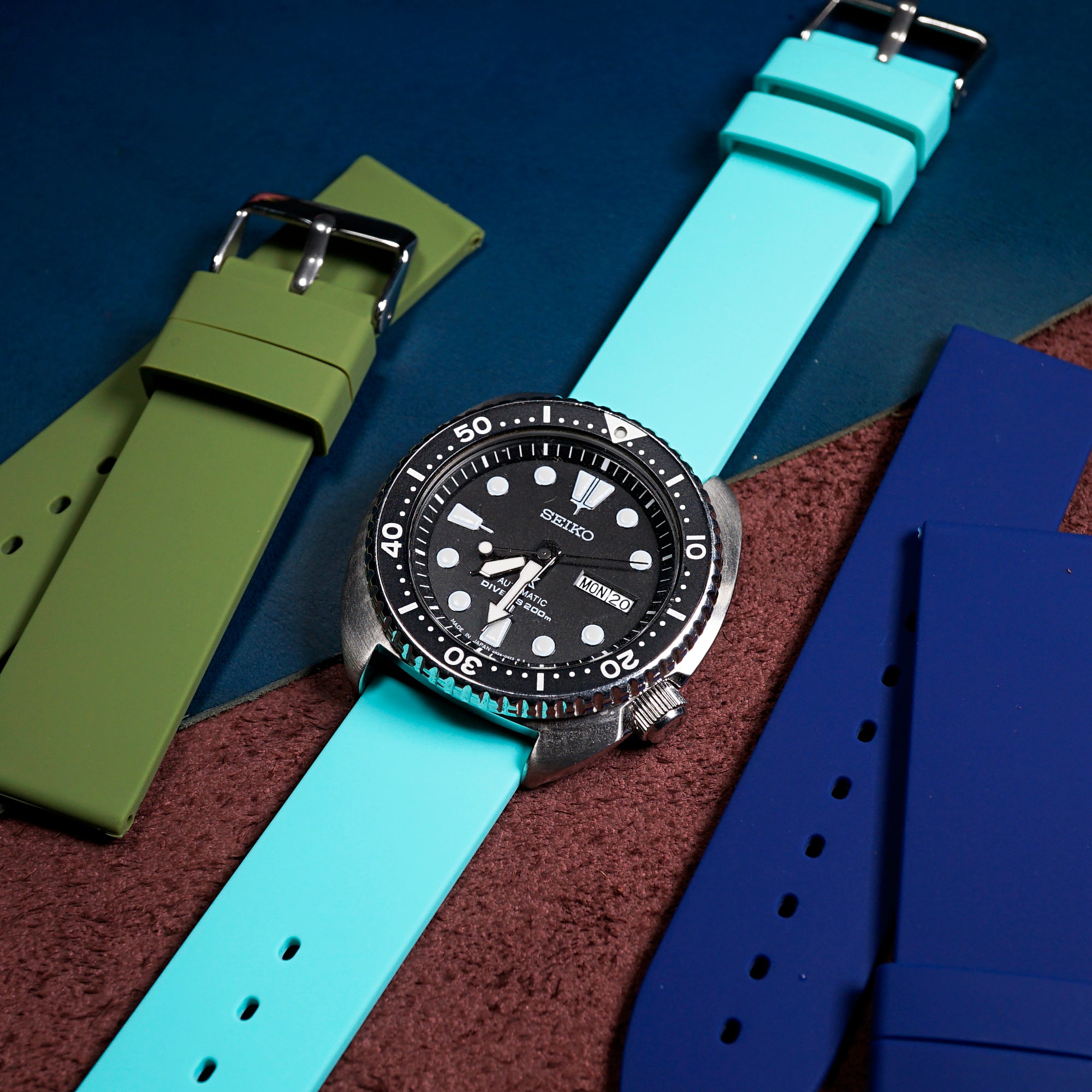 Basic Rubber Strap in Turquoise (18mm) - Nomad Watch Works MY