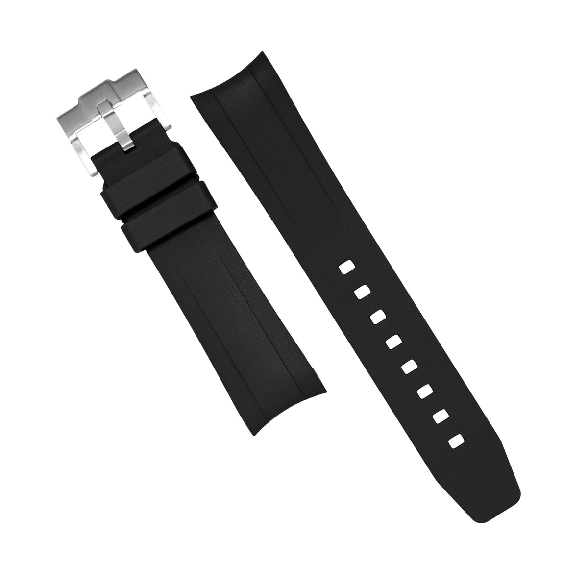 Curved End FKM Rubber Strap for Tudor Black Bay 58 in Black (20mm) - Nomad Watch Works MY