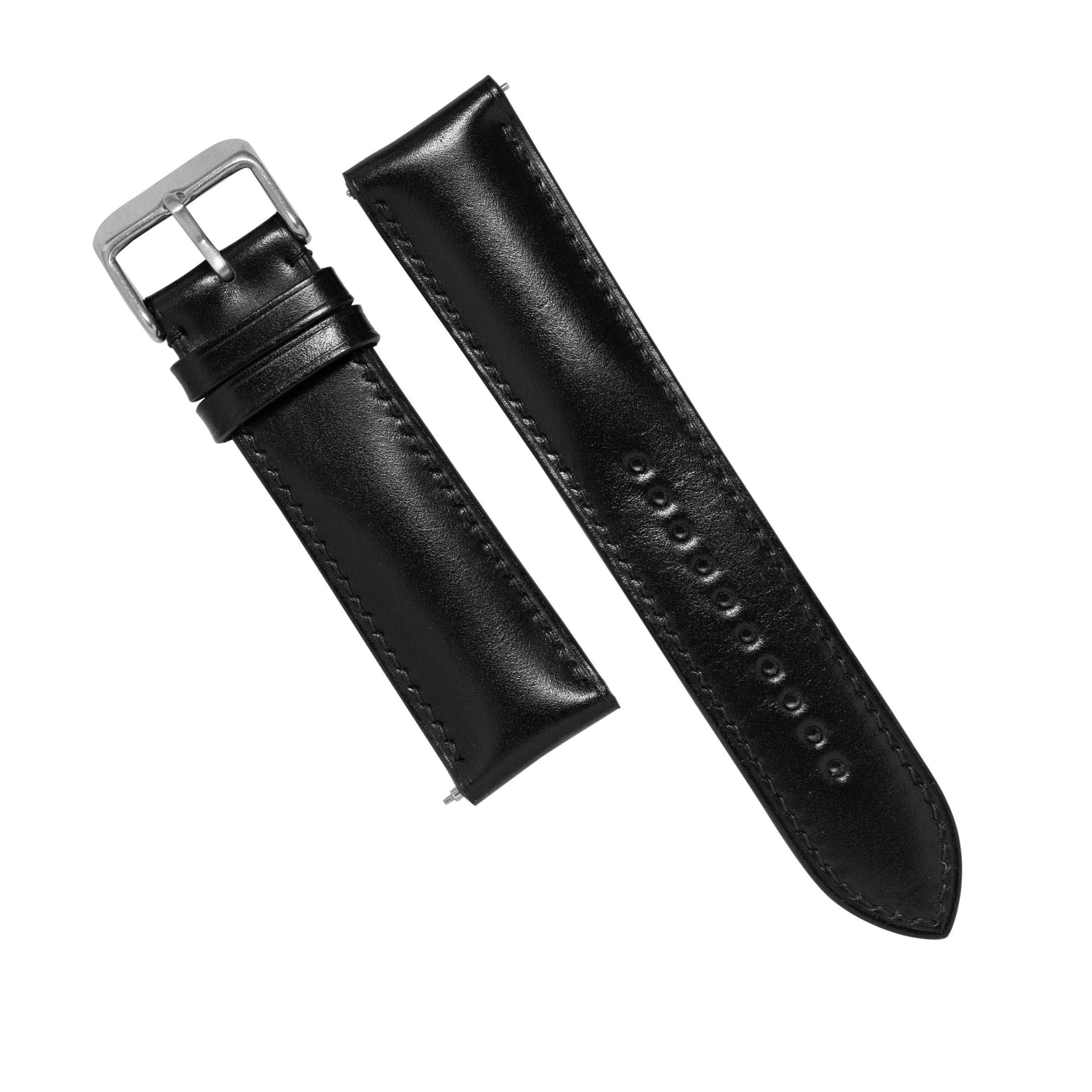 MTO Shell Cordovan Leather Strap in Black - Nomad Watch Works MY
