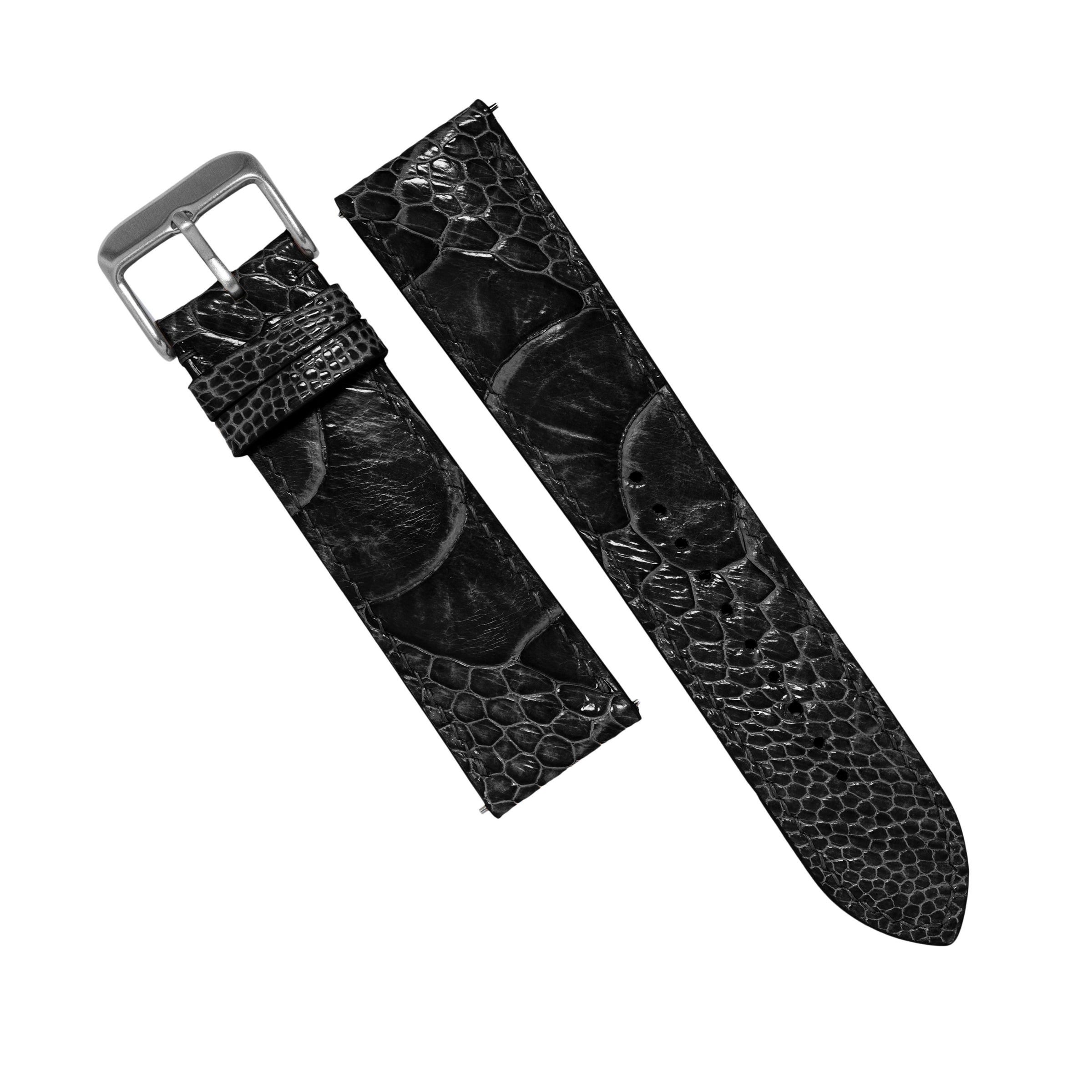 MTO Ostrich Leather Strap in Black - Nomad Watch Works MY