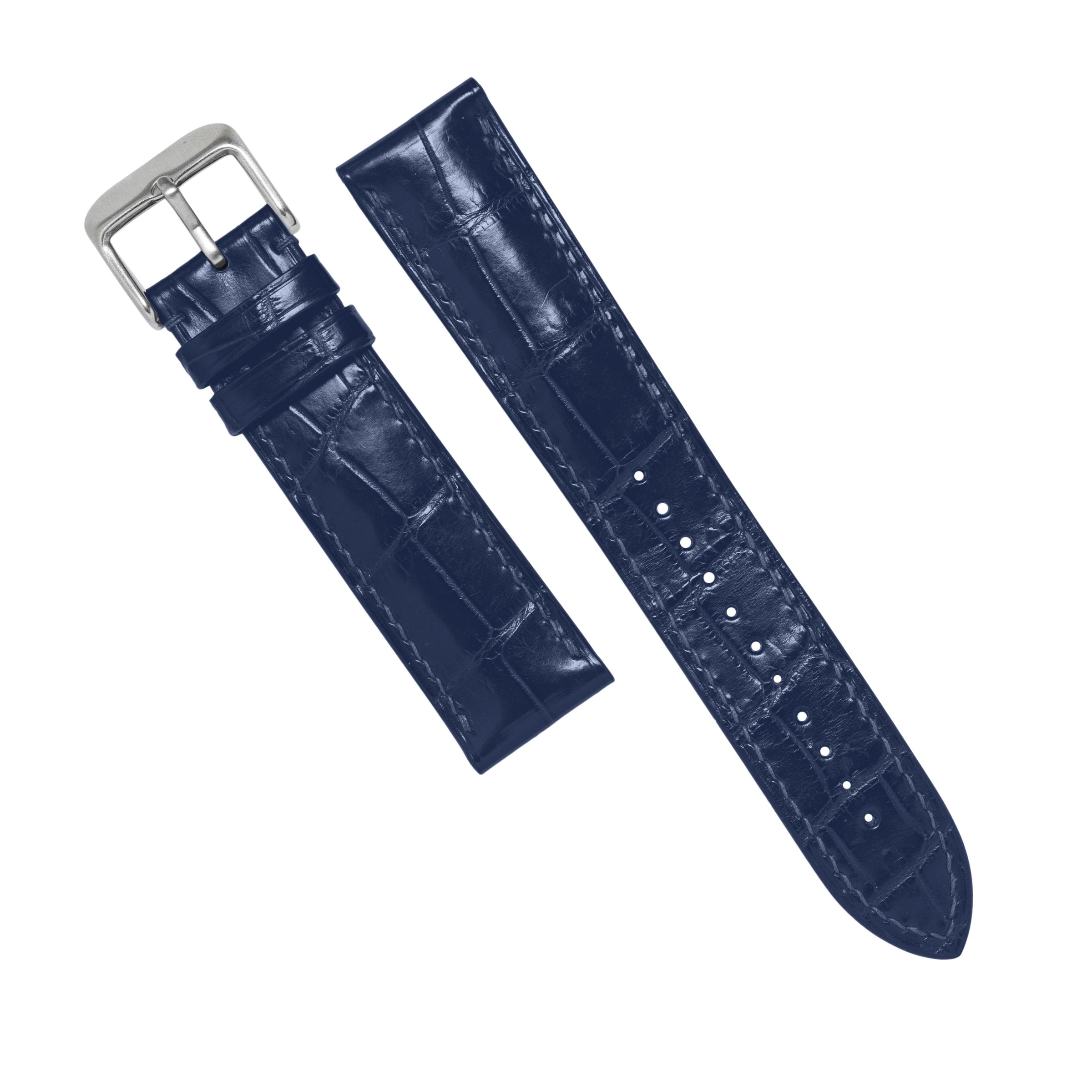 MTO Crocodile Leather Strap in Blue (Non-Glossy) - Nomad Watch Works MY