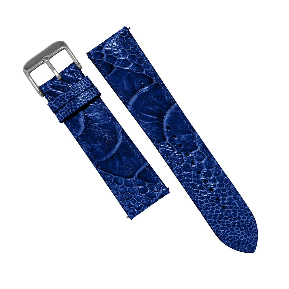 MTO Ostrich Leather Strap in Blue - Nomad Watch Works MY