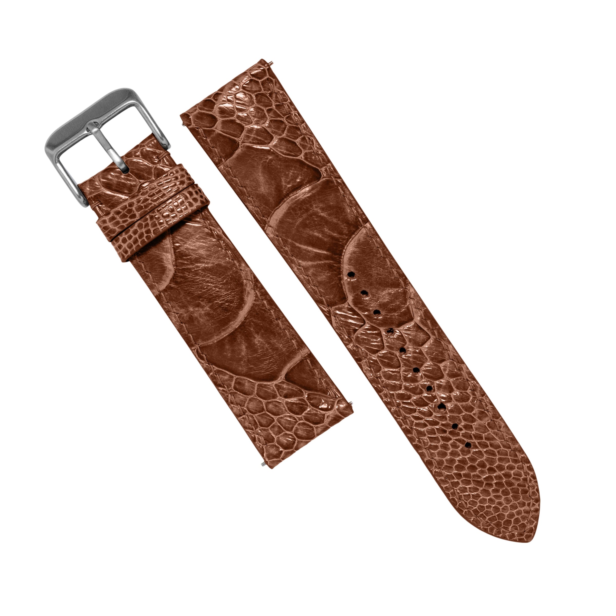 MTO Ostrich Leather Strap in Brandy - Nomad Watch Works MY
