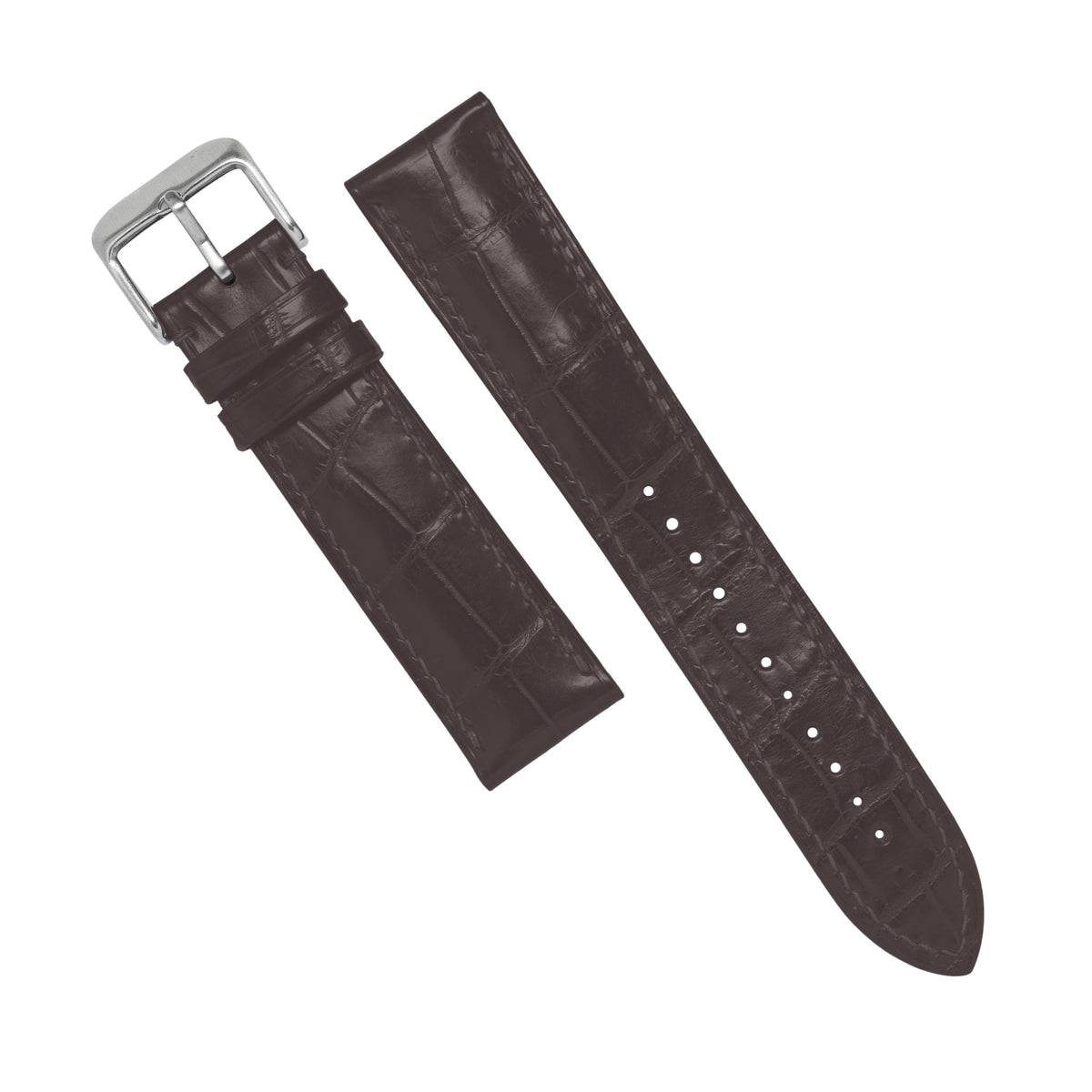 MTO Crocodile Leather Strap in Brown (Matte) - Nomad Watch Works MY