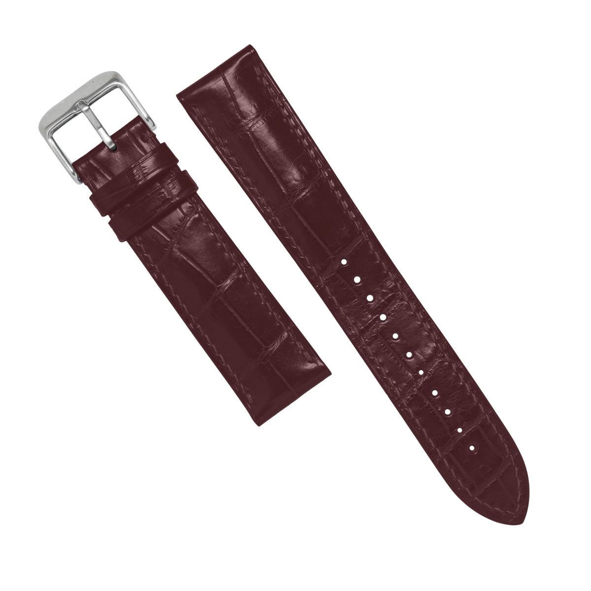 MTO Crocodile Leather Strap in Burgundy (Non-Glossy) - Nomad Watch Works MY