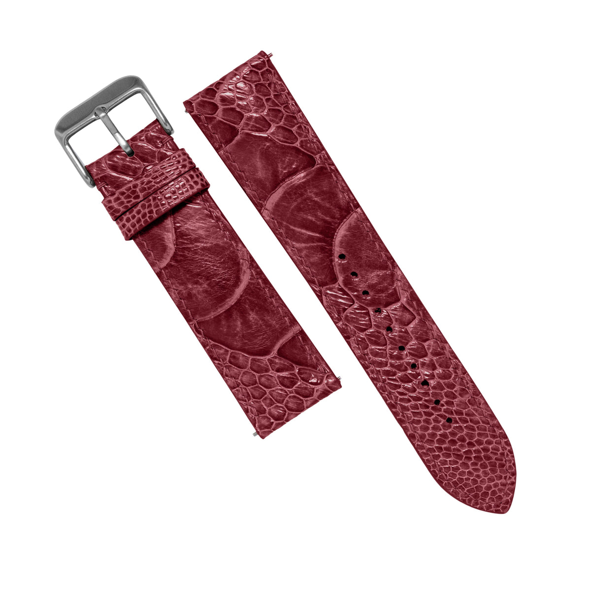 MTO Ostrich Leather Strap in Burgundy - Nomad Watch Works MY
