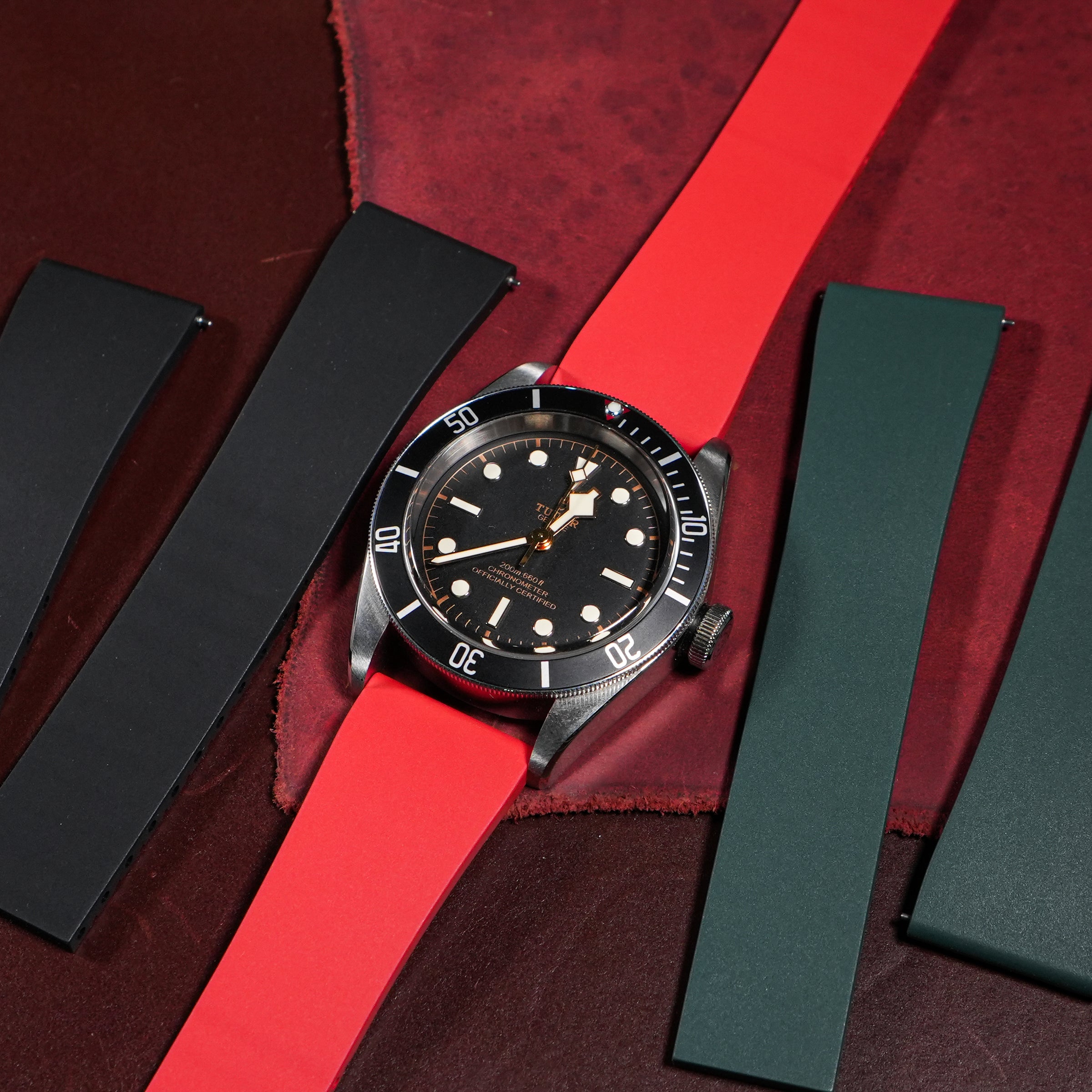 CTS Classic FKM Rubber Strap in Red - Nomad Watch Works MY