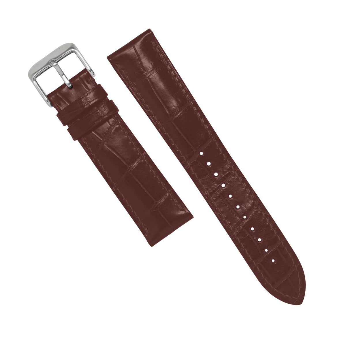MTO Crocodile Leather Strap in Chestnut (Non-Glossy) - Nomad Watch Works MY