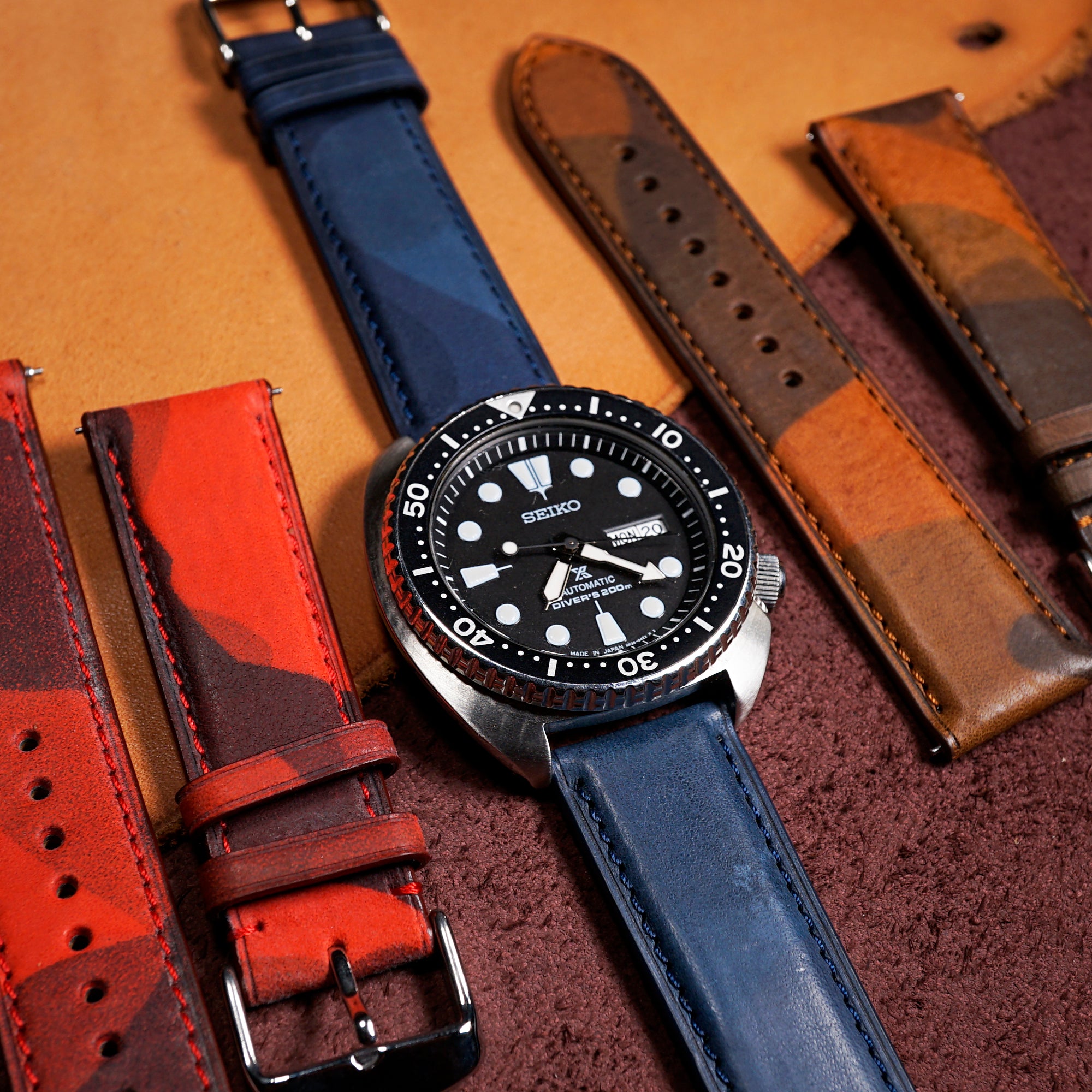 Emery Classic LPA Camo Leather Strap in Blue Camo (18mm) - Nomad Watch Works MY