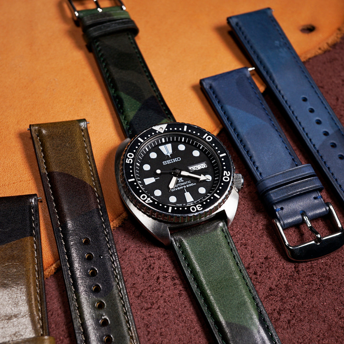 Emery Classic LPA Camo Leather Strap in Green Camo (18mm) - Nomad Watch Works MY