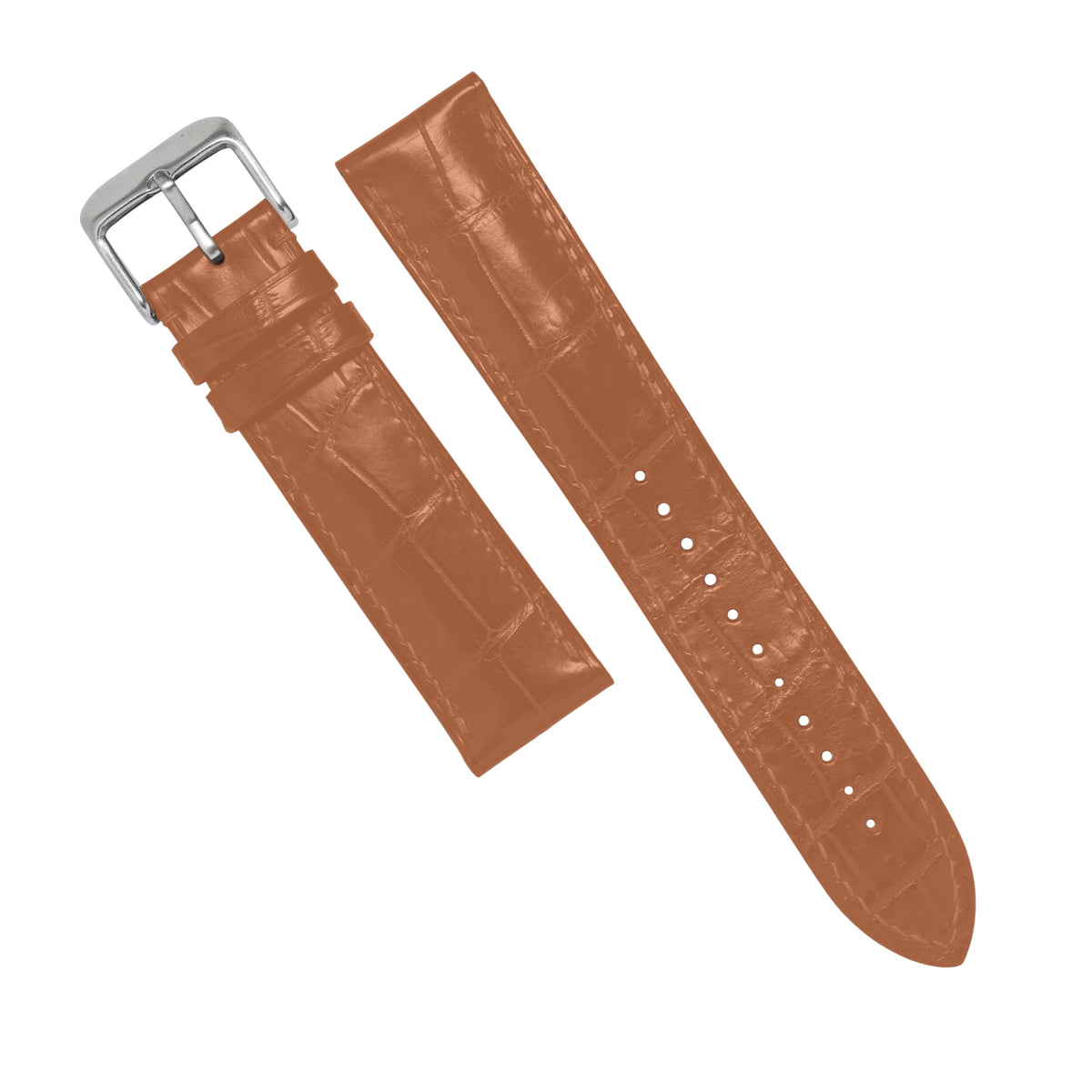 MTO Crocodile Leather Strap in Cognac (Matte) - Nomad Watch Works MY