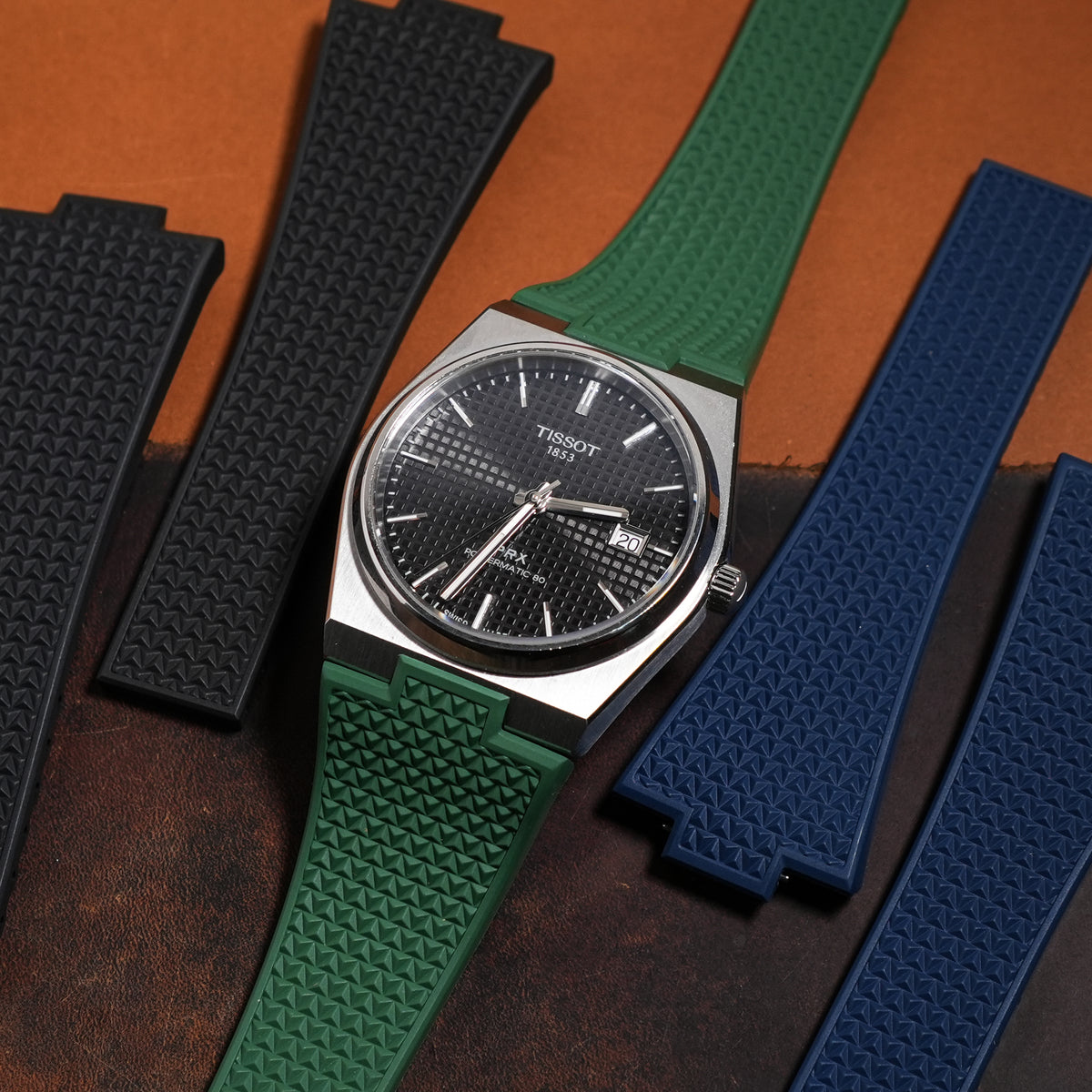 CTS Waffle FKM Rubber Strap in Green for Tissot PRX - Nomad Watch Works MY