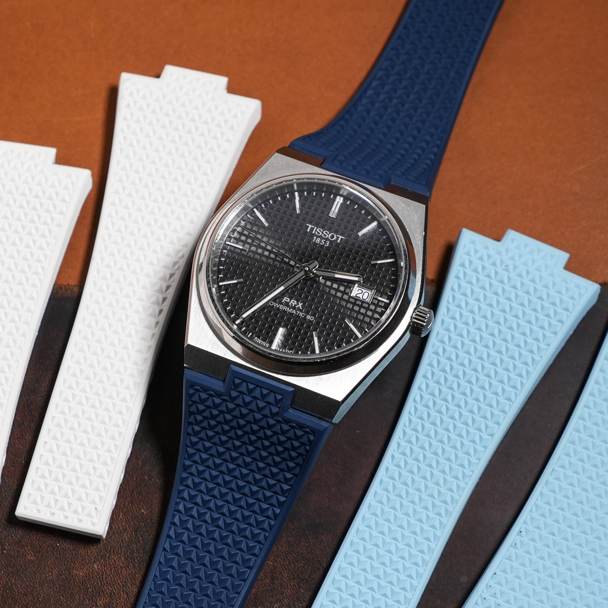 CTS Waffle FKM Rubber Strap in NavyTissot PRX - Nomad Watch Works MY