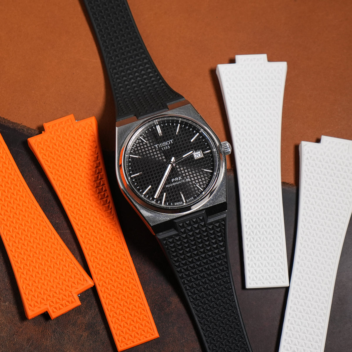 CTS Waffle FKM Rubber Strap in Black for Tissot PRX - Nomad Watch Works MY