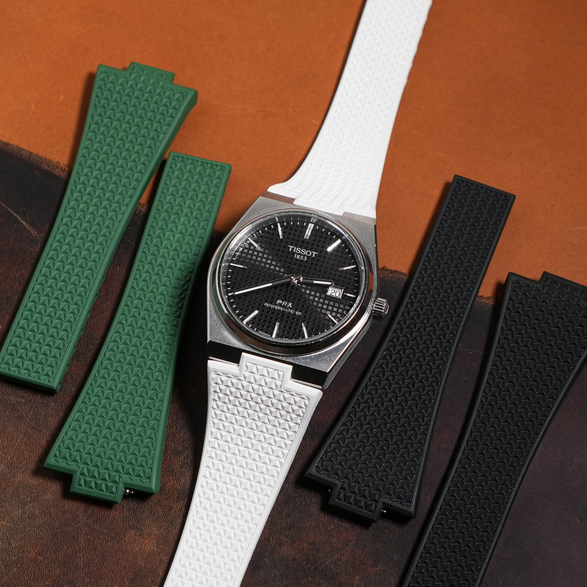 CTS Waffle FKM Rubber Strap in White for Tissot PRX - Nomad Watch Works MY