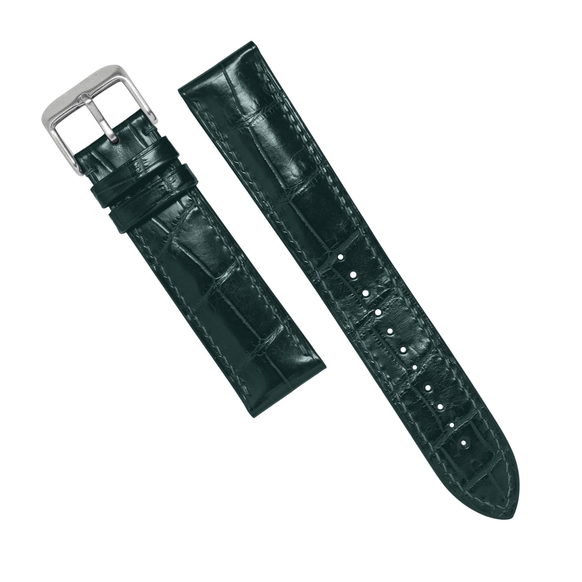 MTO Crocodile Leather Strap in Dark Green (Non-Glossy) - Nomad Watch Works MY