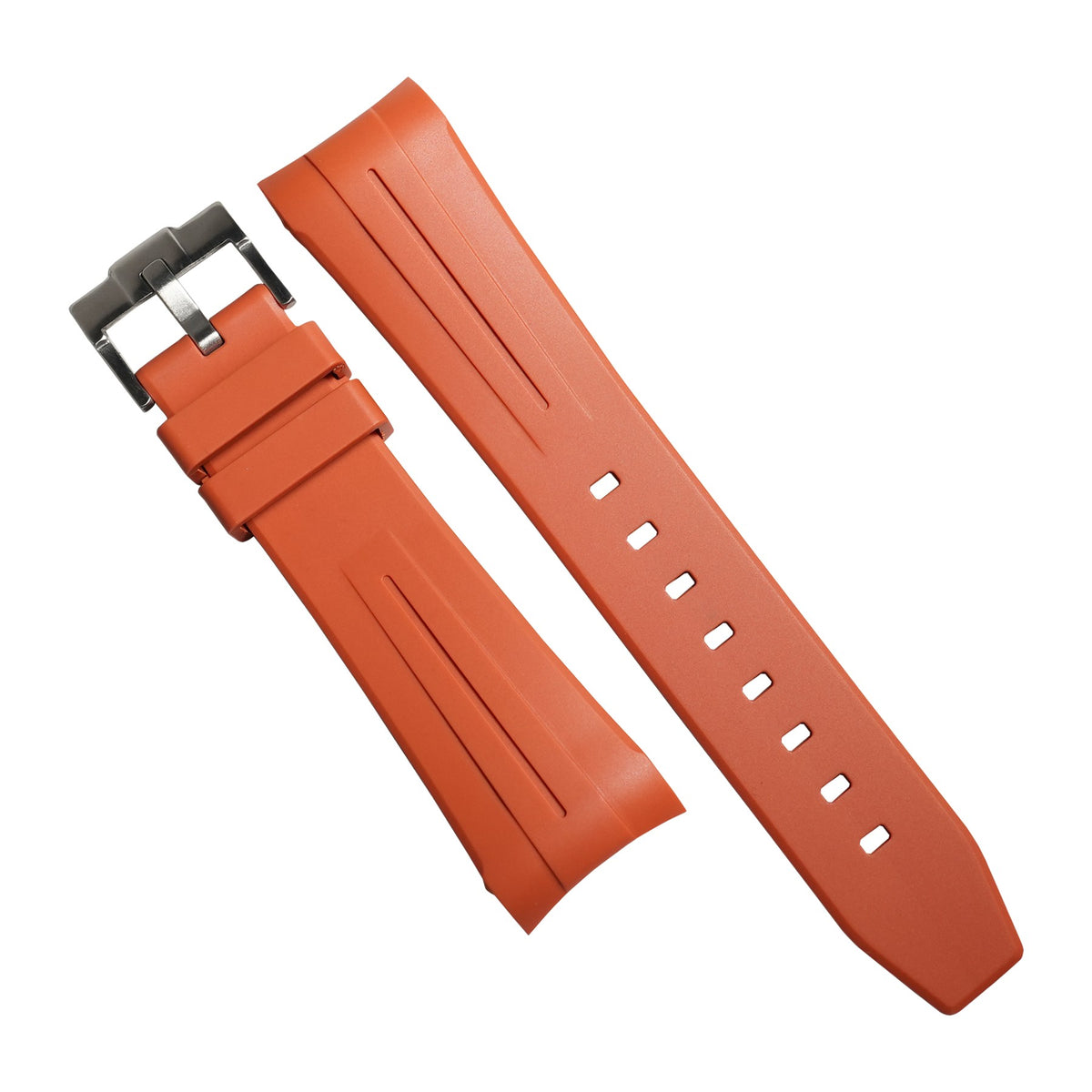 Curved End Rubber Strap for Blancpain x Swatch Scuba Fifty Fathoms in Brick - Nomad Watch Works MY
