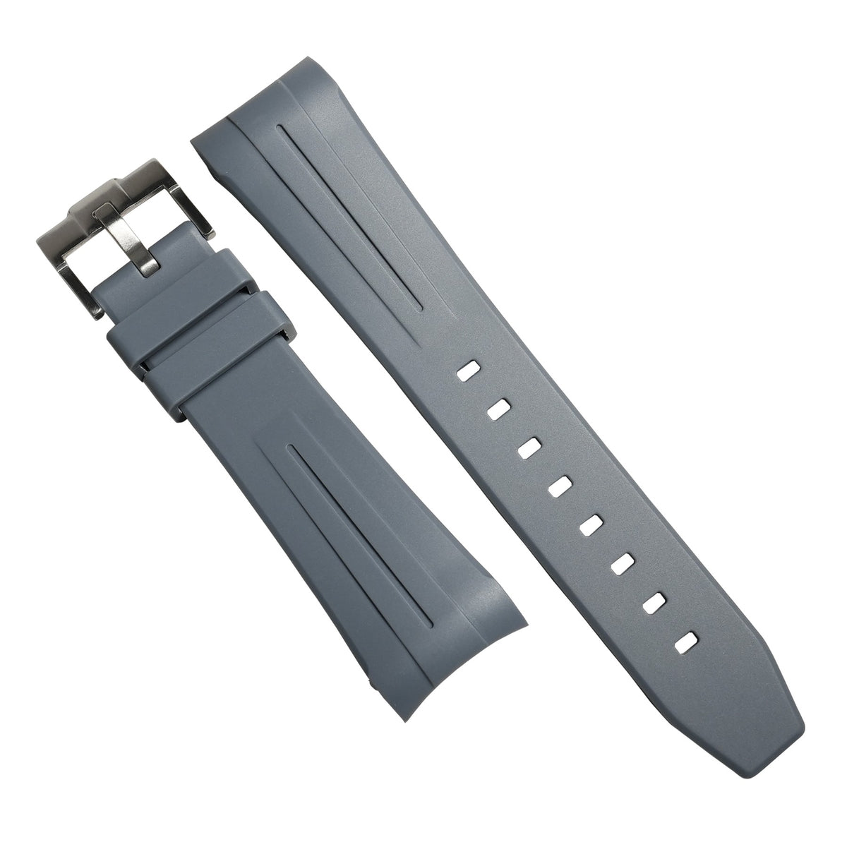 Curved End Rubber Strap for Blancpain x Swatch Scuba Fifty Fathoms in Grey - Nomad Watch Works MY