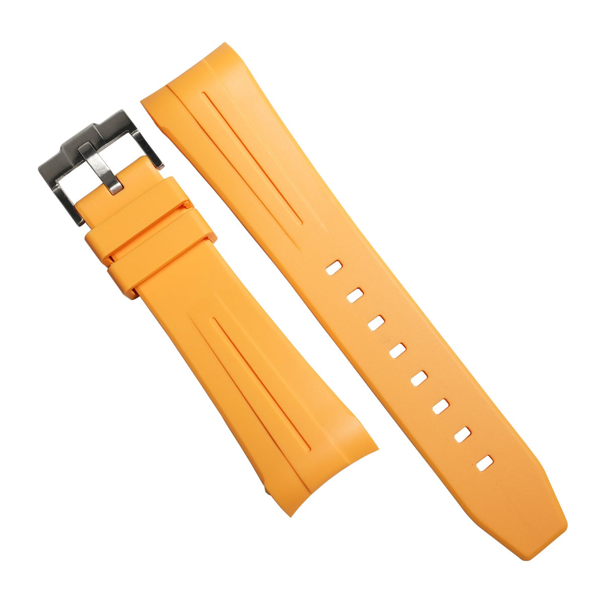 Curved End Rubber Strap for Blancpain x Swatch Scuba Fifty Fathoms in Yellow - Nomad Watch Works MY