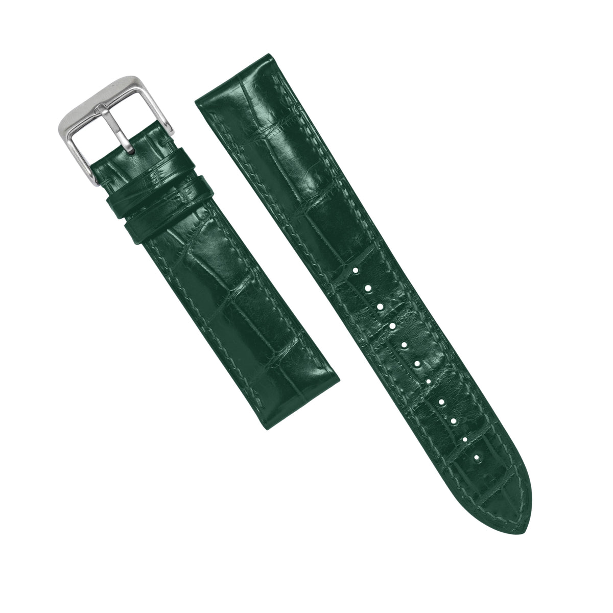 MTO Crocodile Leather Strap in Green (Non-Glossy) - Nomad Watch Works MY