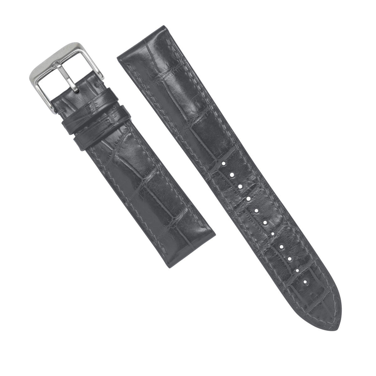 MTO Crocodile Leather Strap in Grey (Non-Glossy) - Nomad Watch Works MY