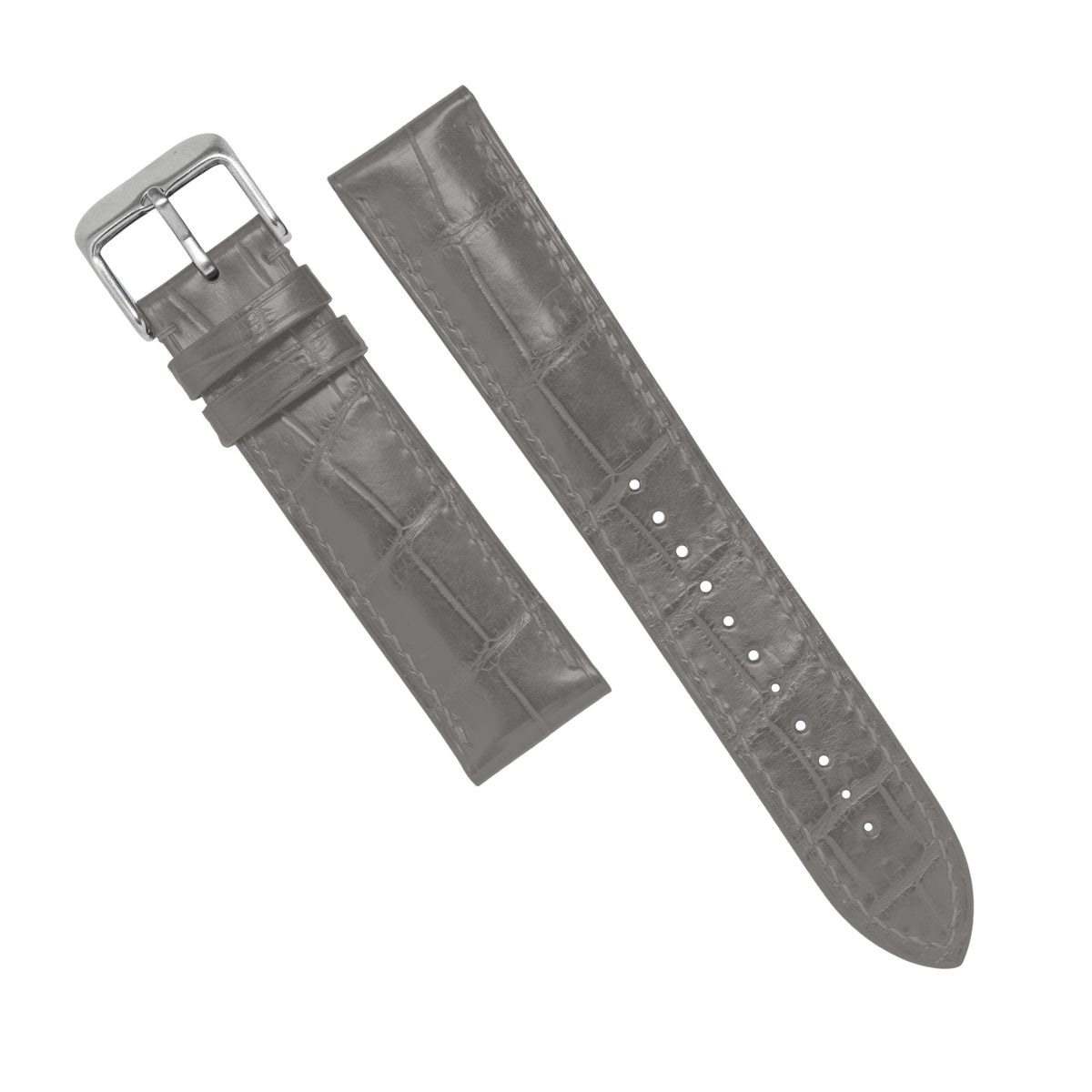 MTO Crocodile Leather Strap in Grey (Matte) - Nomad Watch Works MY
