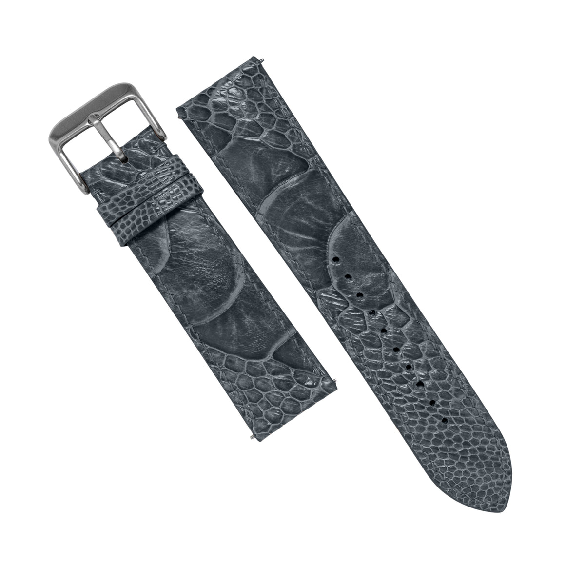 MTO Ostrich Leather Strap in Grey - Nomad Watch Works MY